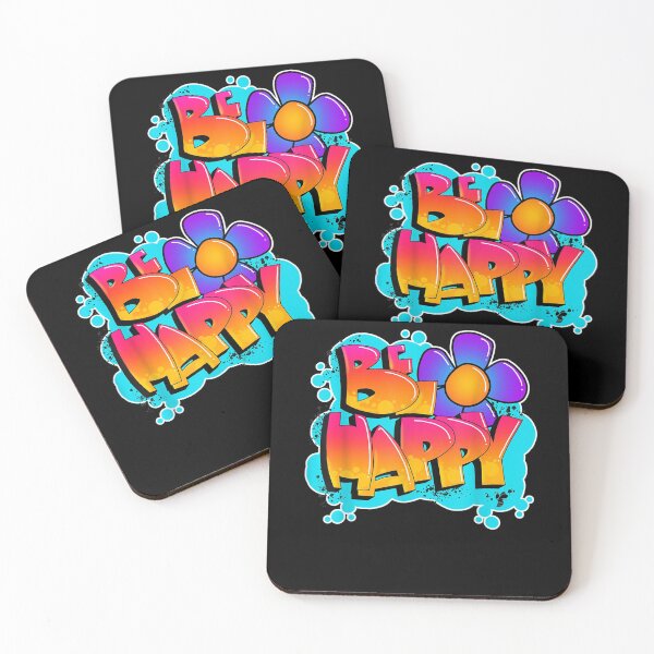 Item preview, Be Happy Bright Color Flower Graffiti Bubble Letter Fun  designed and sold by shirleyfinley.