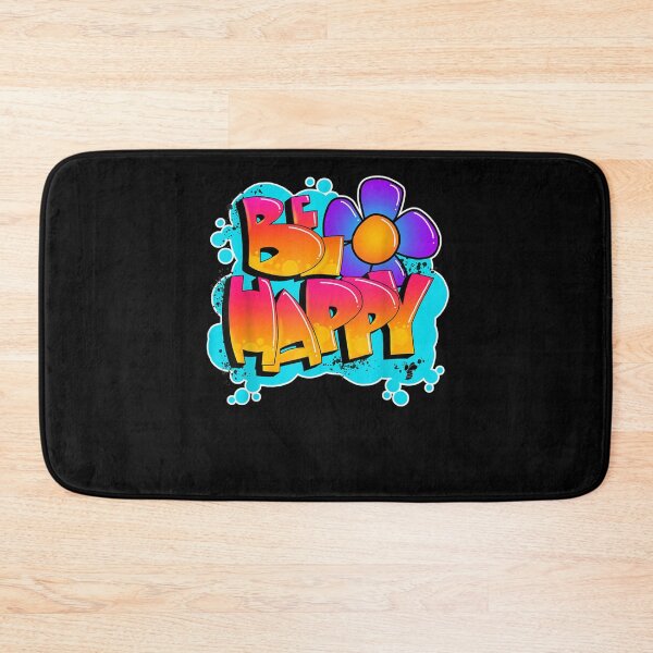 Item preview, Be Happy Bright Color Flower Graffiti Bubble Letter Fun  designed and sold by shirleyfinley.