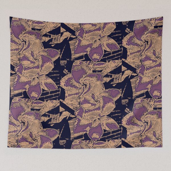 Item preview, BATIK STYLE FLORAL IN  PURPLE, TAN  AND BLACK  designed and sold by Opalbluerose.