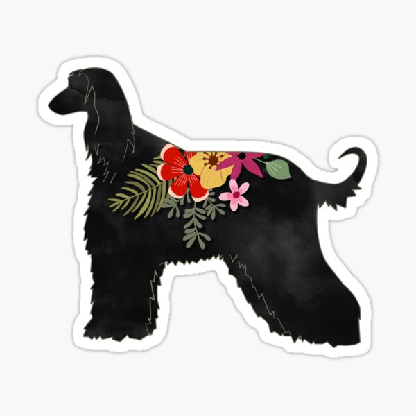 Afghan Hound Bohemian Floral Silhouette Sticker