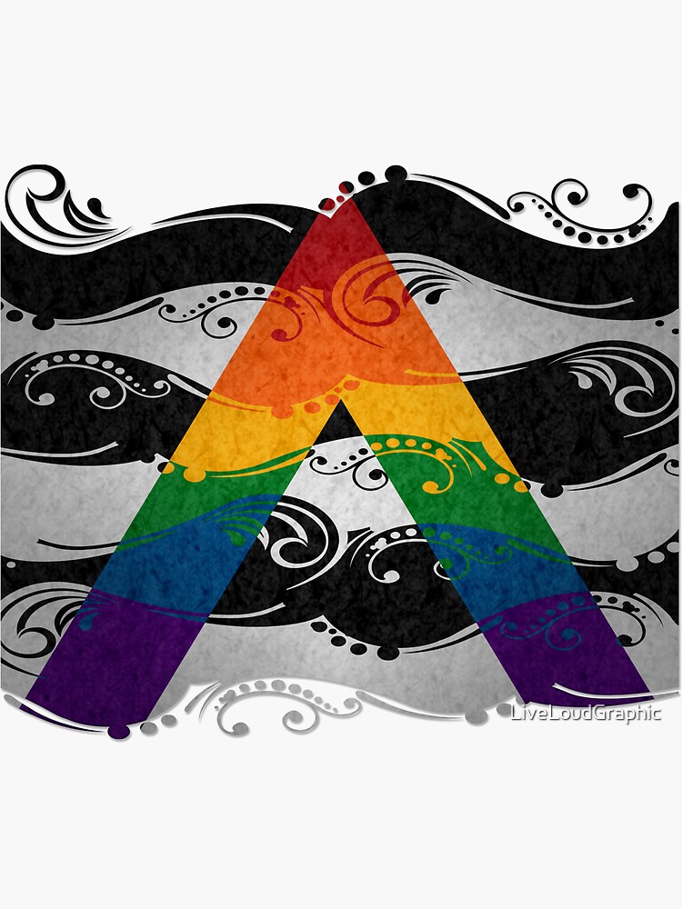 Fancy Swooped And Swirled Lgbt Ally Pride Flag Background Sticker For