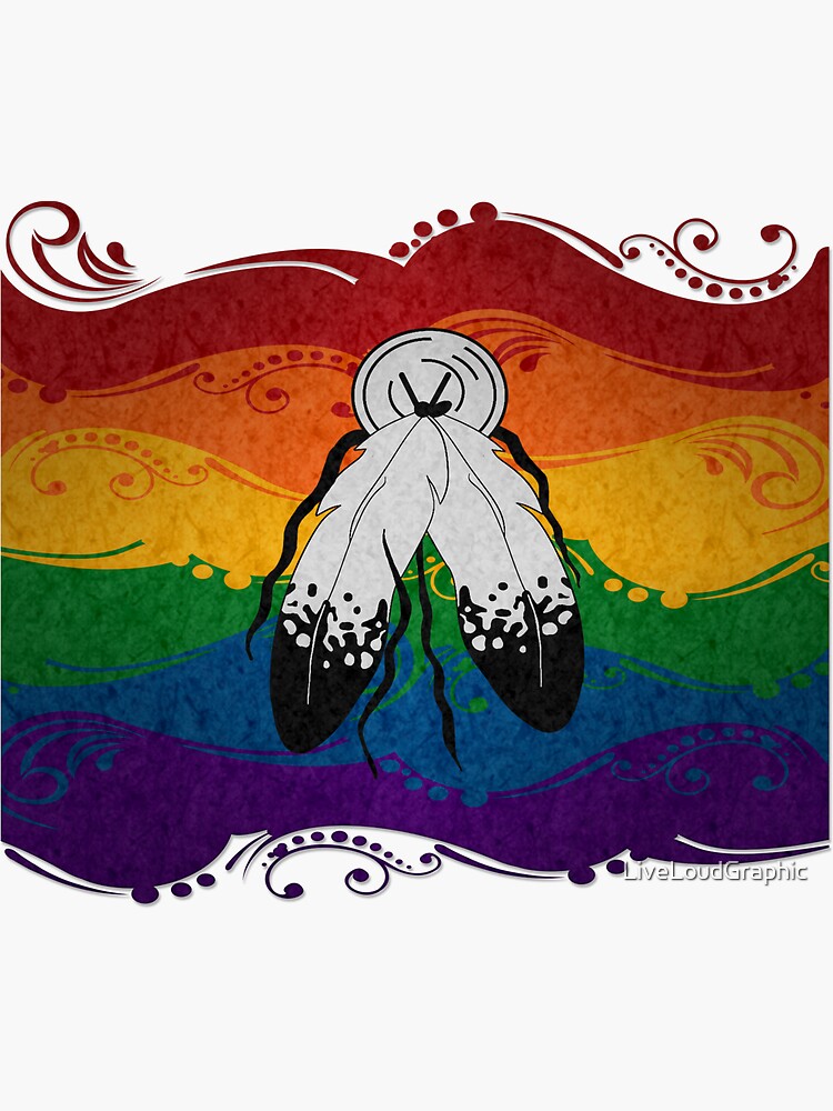 Fancy Swooped And Swirled Two Spirited Pride Flag Background Sticker