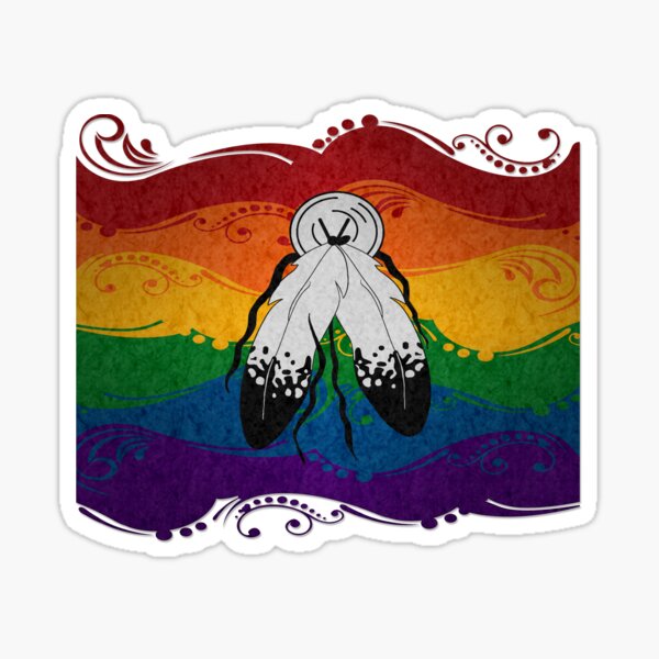 Fancy Swooped and Swirled Two-Spirited Pride Flag Background Sticker