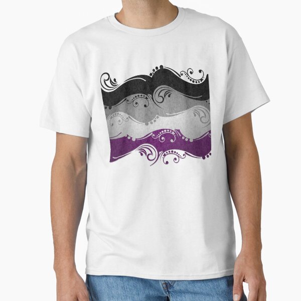 Fancy Swooped and Swirled Asexual Pride Flag Background Classic T-Shirt