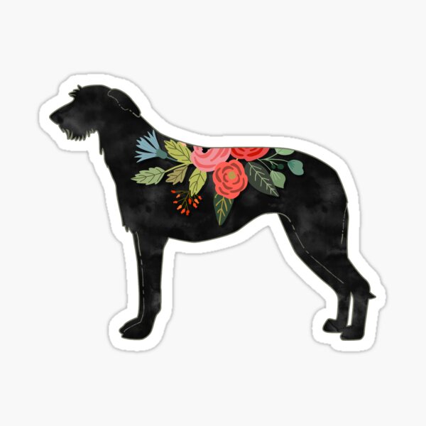 Scottish Deerhound Dog Breed Bohemian Floral Silhouette Sticker