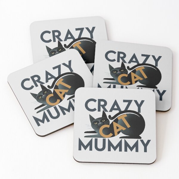 Item preview, Crazy Cat Mummy, bold text on black cat designed and sold by Giddygoatthe3rd.