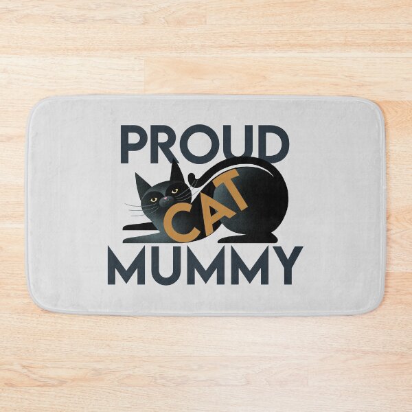 Item preview, Proud Cat Mummy, bold text on black cat designed and sold by Giddygoatthe3rd.