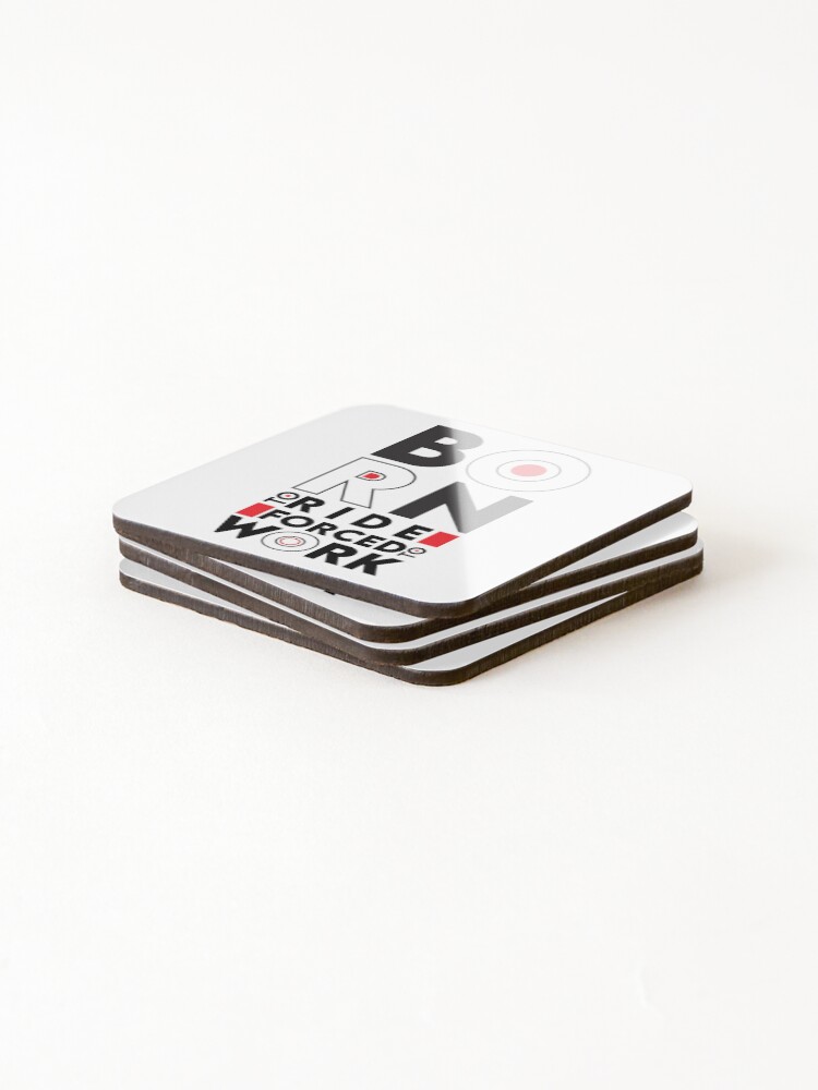Thumbnail 4 of 5, Coasters (Set of 4), Born To Ride Forced To work | Born To Rdie | Ride | Forced | Work designed and sold by graphic-genie.