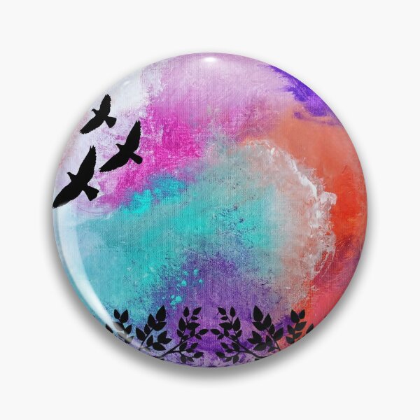 Artikelvorschau, 3 Raben fliegen bunten Himmel entworfen und verkauft von Byoudesigns.