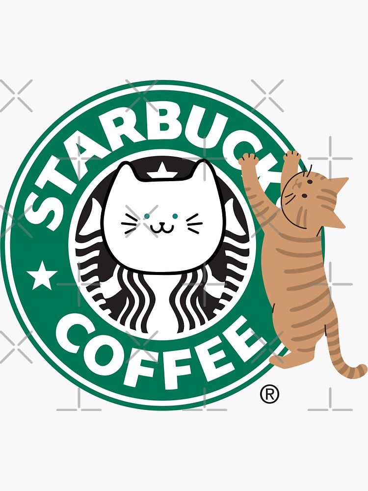 "STARBUCKS CAT" Sticker for Sale by VioletBear Redbubble
