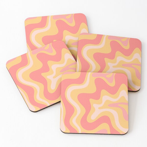 Item preview, Liquid Swirl Retro Modern Abstract Pattern in Mustard Yellow, Pink, and Blush designed and sold by kierkegaard.
