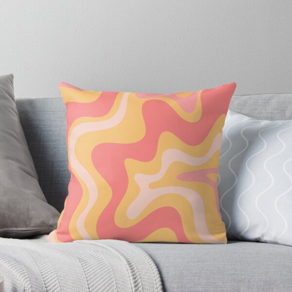Aperçu de l'œuvre Liquid Swirl Retro Modern Abstract Pattern en jaune moutarde, rose et fard à joues créée et vendue par kierkegaard.