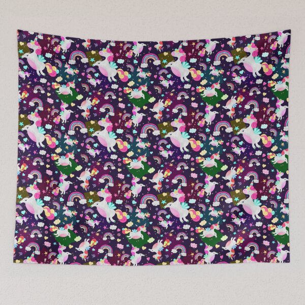 Item preview, Magical Cartoon Unicorn with Rainbows Pattern designed and sold by SquinkCreative.