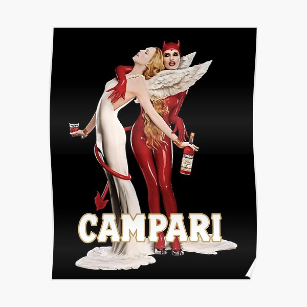 Affiche publicitaire d'apéritif italien Vintage Campari Angel and Devil Poster