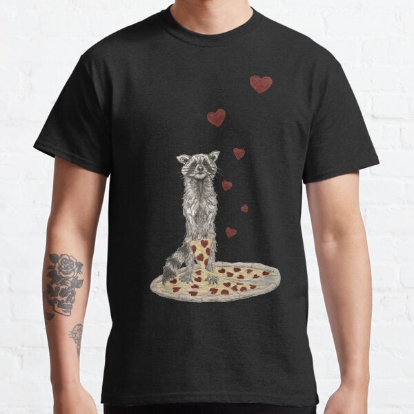Raccoon Hearts Pizza Trash Panda Classic T-Shirt