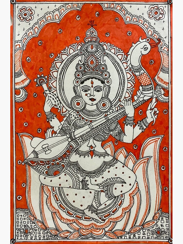 Saraswati Godess of Knowledge Drawing by Abhishek Chauhan - Fine Art America