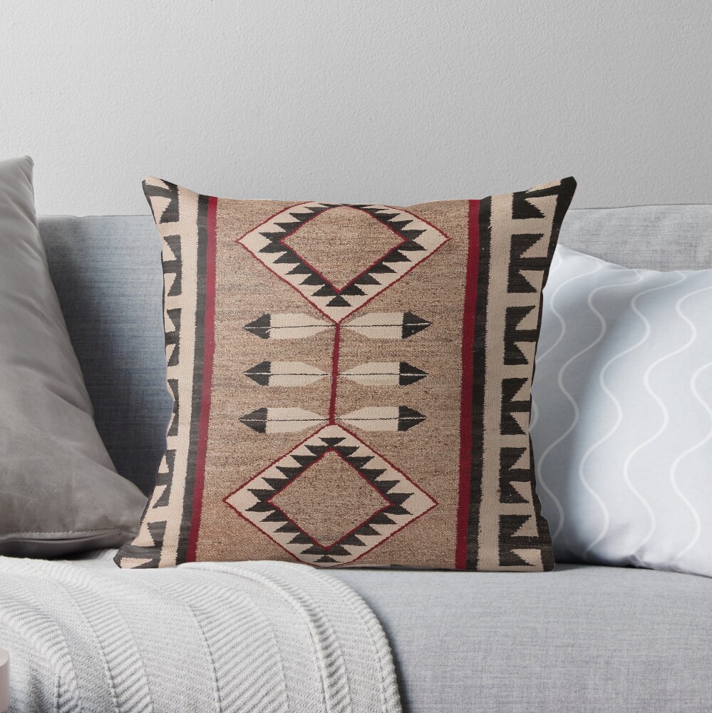  NAVAJO 1925 ART WITH FEATHERS SCAN HIGH RES - ORIGINAL WORTH OVER $20,000 Throw Pillow
