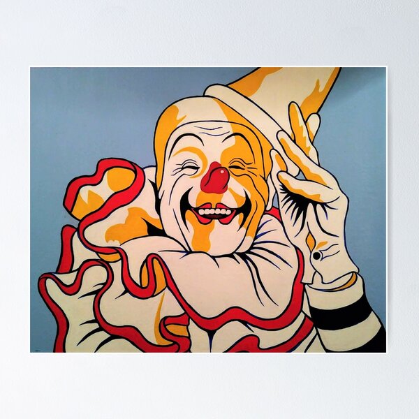 Laugh now, cry later: Contrasting clown masks, one laughing and