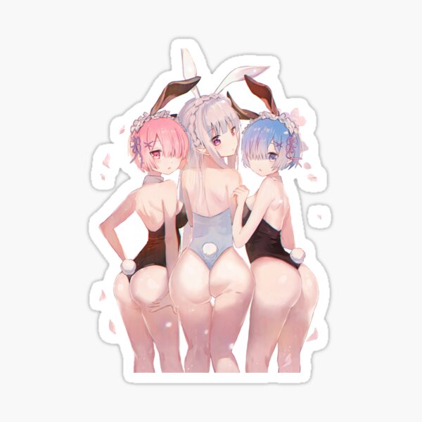 Re Zero Peeker - Emelia Rem Ram Bunny Girls Sticker