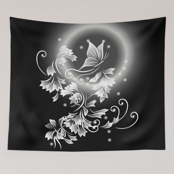 Item preview, Black And White Floral Butterfly Fantasy designed and sold by Nina Baydur.