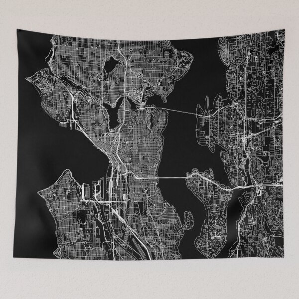 Item preview, Seattle Black Map designed and sold by multiplicitymap.