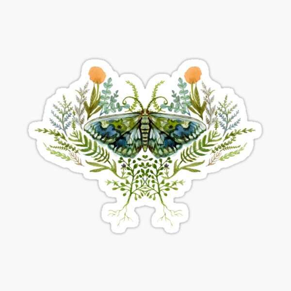 Moth with Plants Sticker