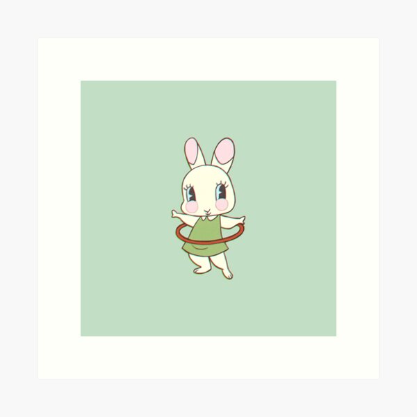 Hula Hooping Bunny Friend Art Print