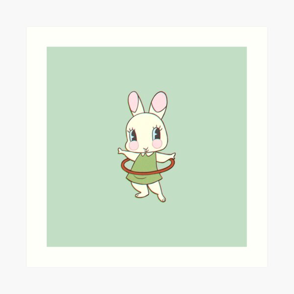 Hula Hooping Bunny Friend Art Print