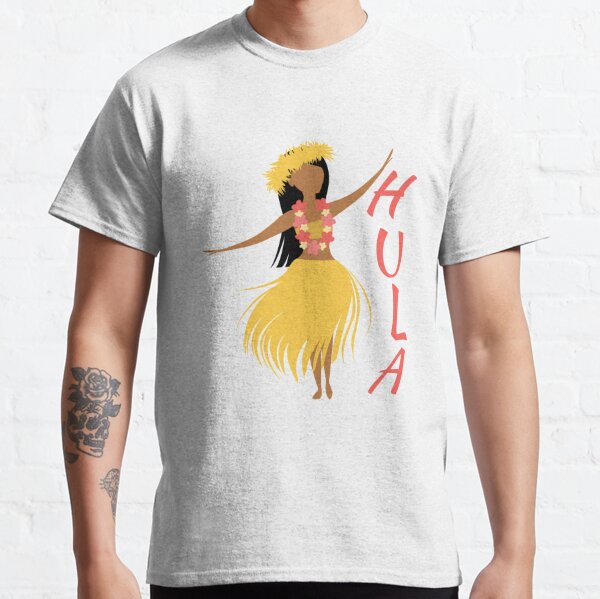 Hula Dancer Lei Flowers Coconut Bra Grass Skirt Long Sleeve T-Shirt T-Shirt