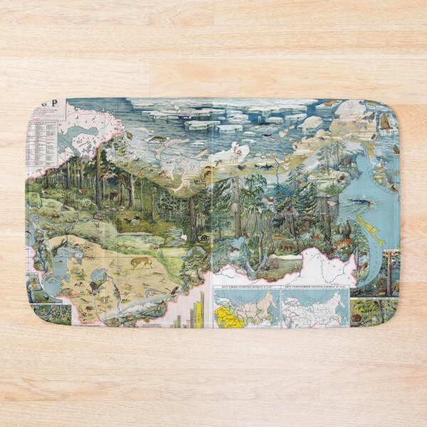 Item preview, Vintage Russia Animals Map designed and sold by redoARTstore.