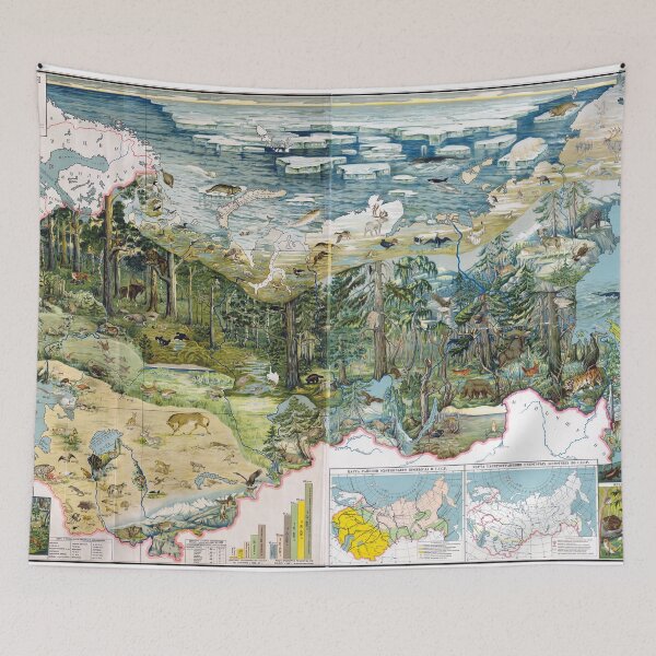 Item preview, Vintage Russia Animals Map designed and sold by redoARTstore.