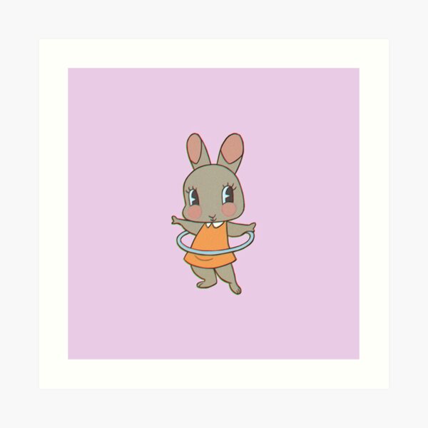 Hula Hooping Bunny Friend Art Print