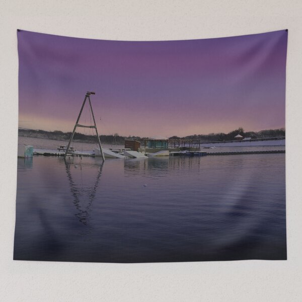 Item preview, Snowy Chasewater Water-ski Club At Sunrise designed and sold by rawshutterbug.