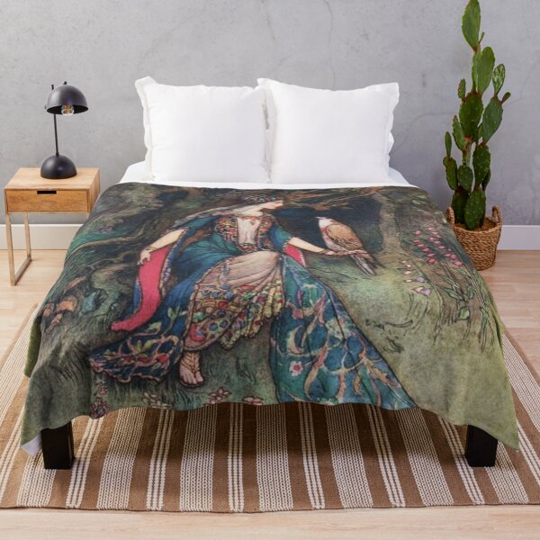 Aperçu de l'œuvre Medieval princess holding a Falcon vintage illustration  - Warwick Goble créée et vendue par Vintage Designs +.
