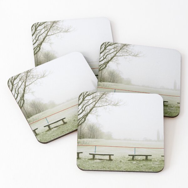 Item preview, Four benches at the football field in winter, Piliscsev designed and sold by Istvan Ocztos.