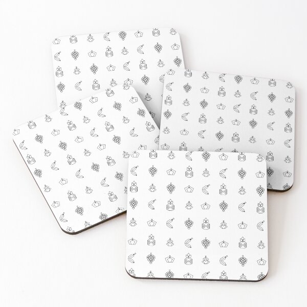 Item preview, Minimal style geometric shape fruits pattern in black and white designed and sold by CiniArt.