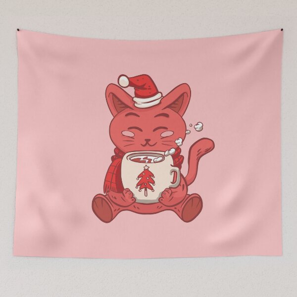 Item preview, Cute Cat with Hot Chocolate Christmas designed and sold by Piztees.