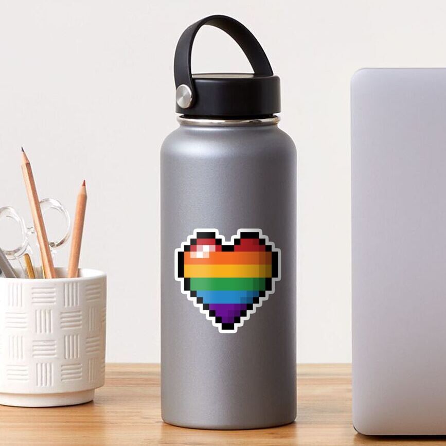 Rainbow Pixel Heart Sticker