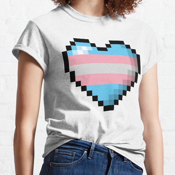 Large Pixel Heart Design in Transgender Pride Flag Colors Classic T-Shirt