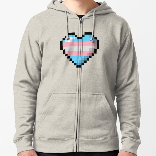 Transgender Pixel Heart Zipped Hoodie