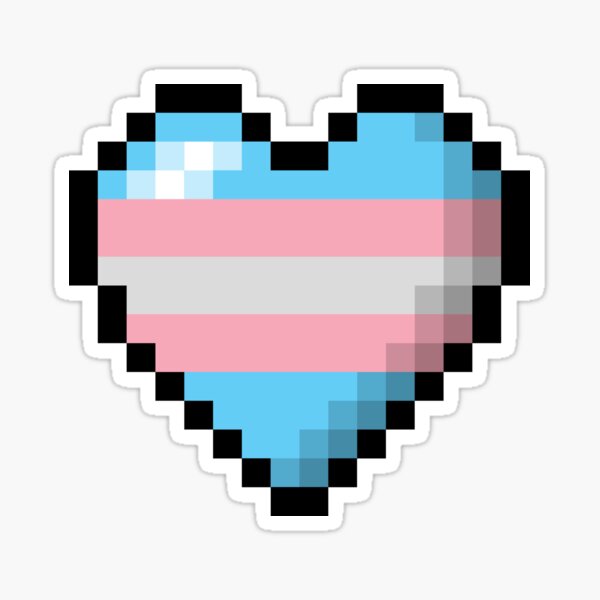 Large Pixel Heart Design in Transgender Pride Flag Colors Sticker
