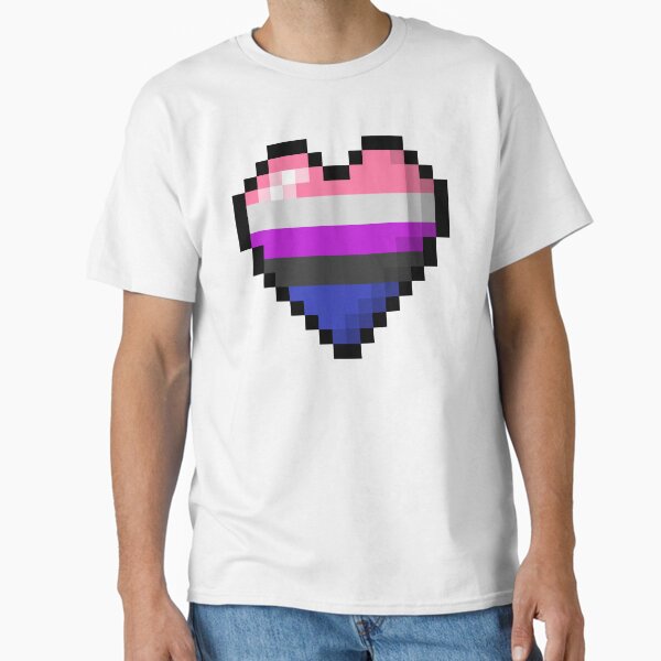 Large Pixel Heart Design in Gender Fluid Pride Flag Colors Classic T-Shirt