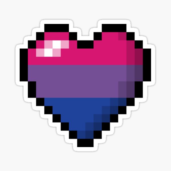 Large Pixel Heart Design in Bisexual Pride Flag Colors Sticker