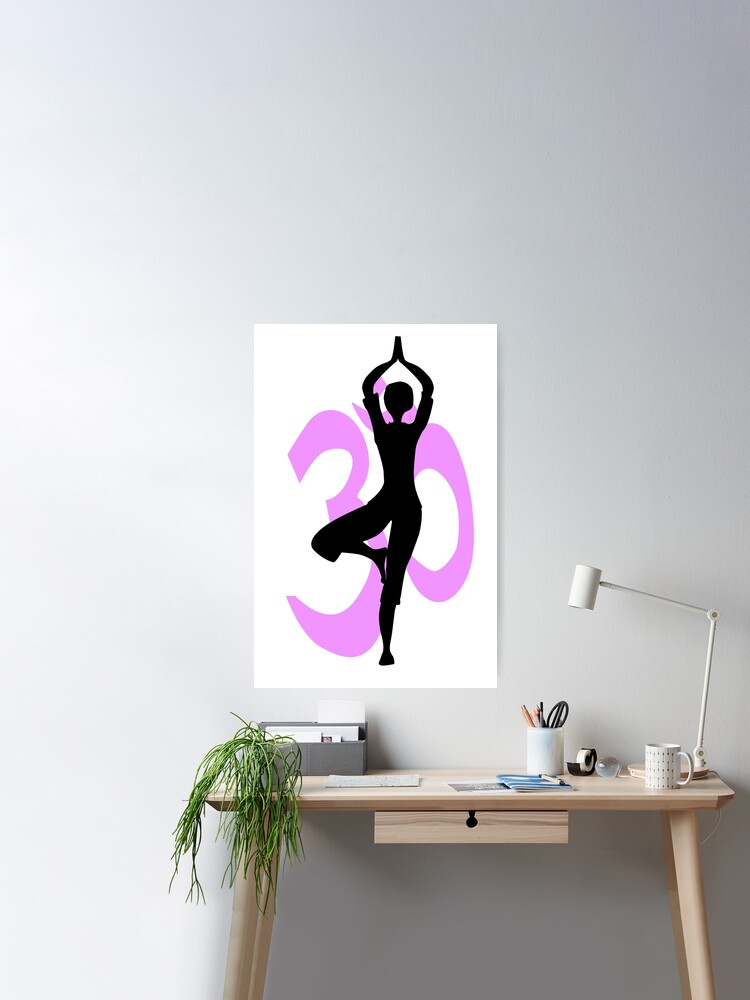 Yoga Pose with Om Background Yoga T-Shirt Poster for Sale by deepakrode7