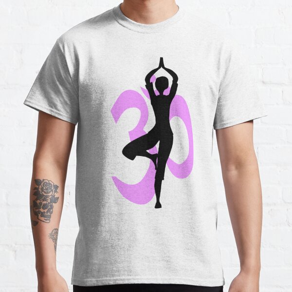 Yoga Pose with Om Background Yoga T-Shirt Poster for Sale by deepakrode7