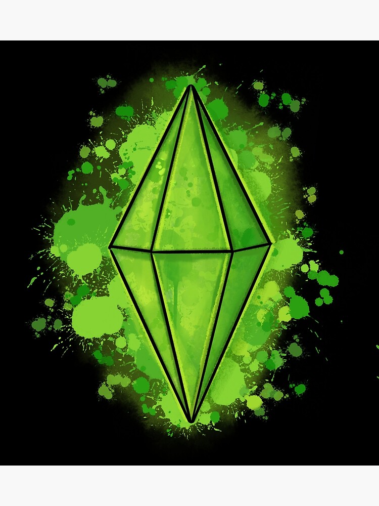 Ilustrated Sims Plumbob Black Background Poster By Rainbowcraft Redbubble