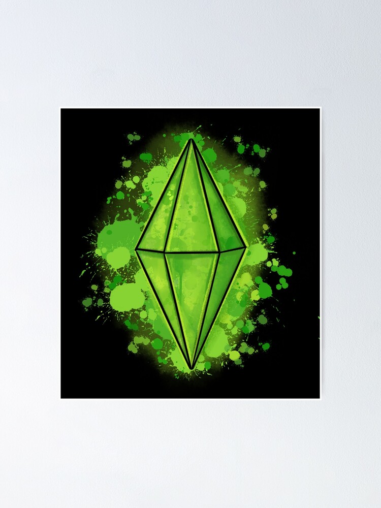 Ilustrated Sims Plumbob Black Background Poster By Rainbowcraft Redbubble