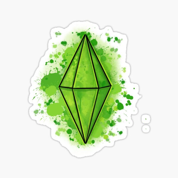 Ilustrated Sims Plumbob Black Background Sticker For Sale By Rainbowcraft Redbubble