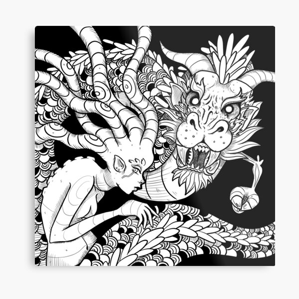 Black and white line art Metal Print