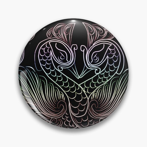 joli dessin au trait arc-en-ciel de paon Badge